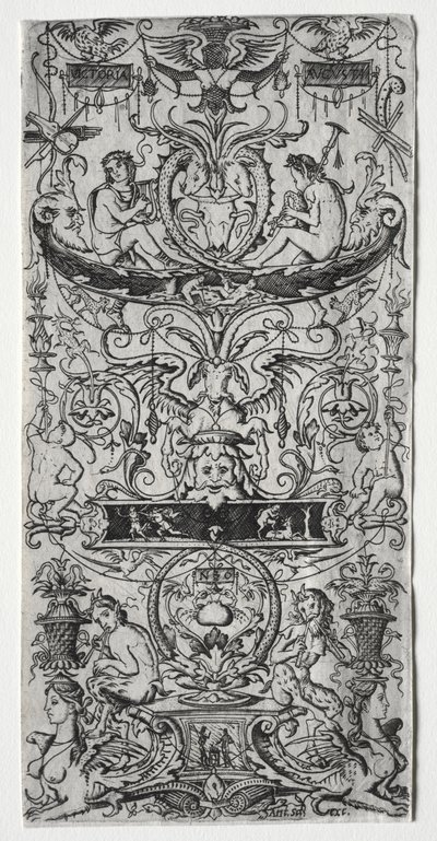 Pannello ornamentale con iscrizione Victoria Augusta, c. 1507 da Nicoletto da Modena