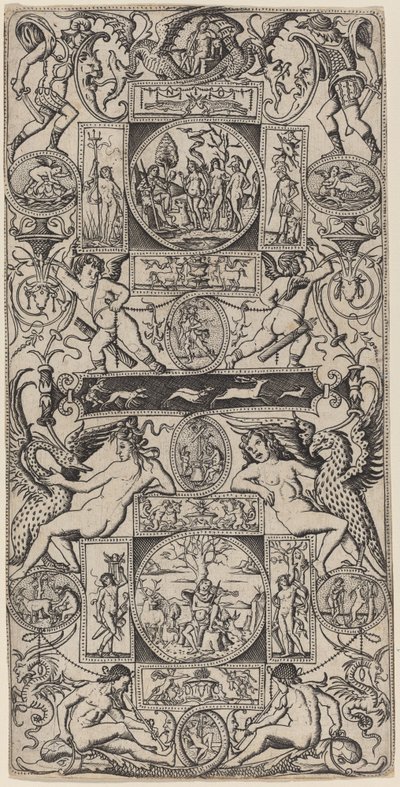 Pannello ornamentale con Orfeo e il giudizio di Paride da Nicoletto da Modena