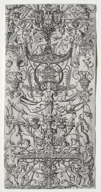 Pannello ornamentale con una gabbia per uccelli da Nicoletto da Modena