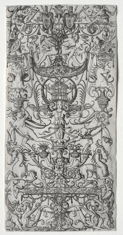 Pannello Ornamentale con una Gabbia per Uccelli, ca. 1500-1512 da Nicoletto da Modena
