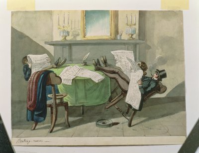 Sala di lettura della Astor House, 1840 da Nicolino Calyo
