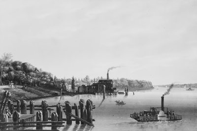 Veduta di Hoboken presa dal traghetto, ca. 1838 da Nicolino Calyo