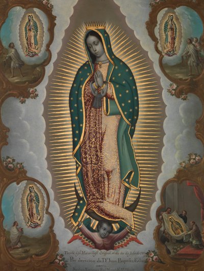 La Vergine di Guadalupe con le quattro apparizioni da Nicolás Enríquez