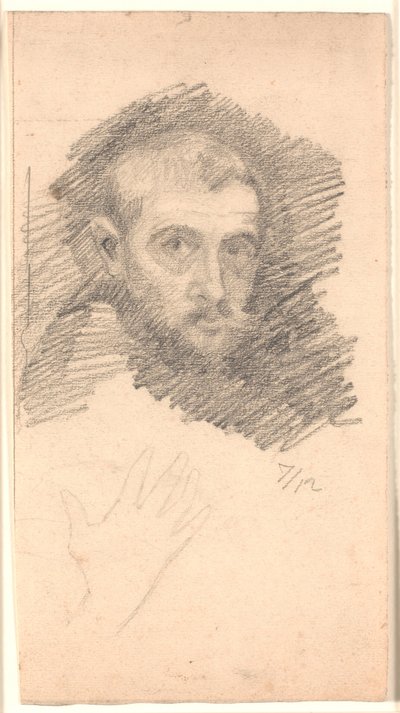 Ritratto di Uomo e Schizzo di una Mano da Niels Jakob Jakobsen Bjerre