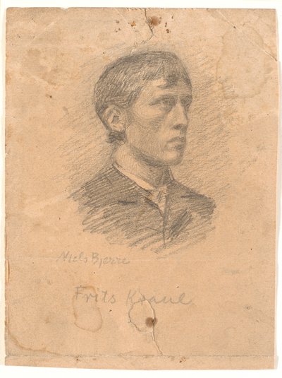 Ritratto del pittore Frits Kraul (1862-1935) in 3/4 di profilo da Niels Jakob Jakobsen Bjerre