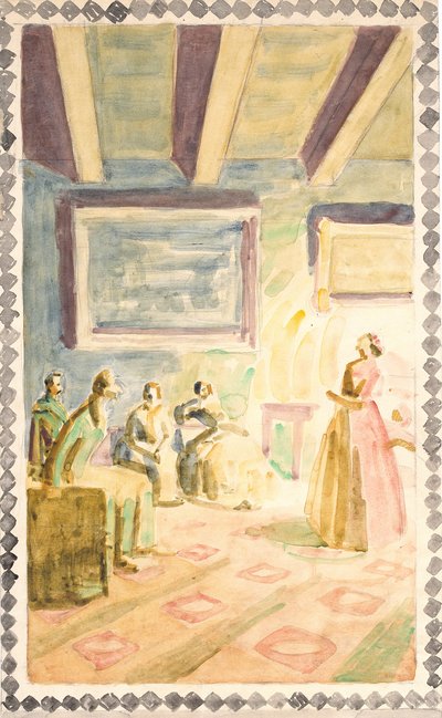 Cinque bozzetti per decorazioni a fresco nella Sala della Memoria di H.C. Andersen a Odense da Niels Larsen Stevns
