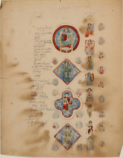 Copie di mosaici paleocristiani, con annotazioni sui colori da Niels Larsen Stevns