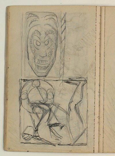 Schizzo di maschera, probabilmente da un modello. Bozza per la tomba di Poul S. Christiansen da Niels Larsen Stevns