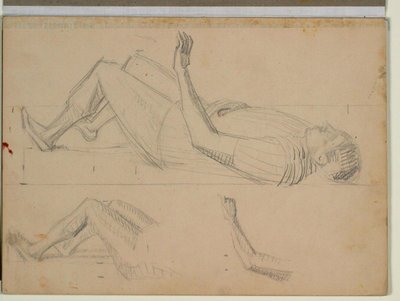 Studio di soldato sdraiato per "Resurrezione di Cristo", inoltre studi dettagliati delle gambe e di un braccio sinistro da Niels Larsen Stevns