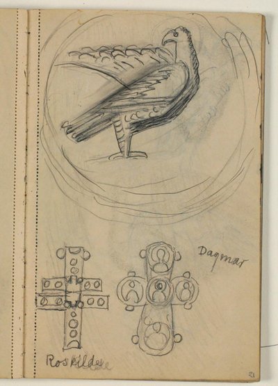 Studio di uccello e due croci, probabilmente da un modello da Niels Larsen Stevns