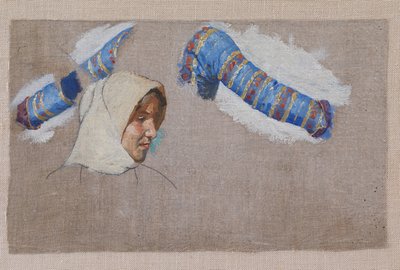 Studi di drappeggio e studio di una testa di donna. Megara da Niels Skovgaard