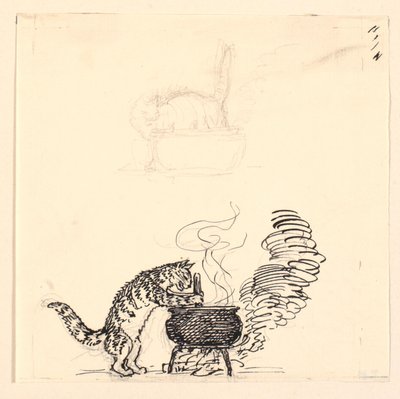Illustrazione per "Il Gatto Grasso" e Schizzo da Niels Skovgaard