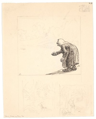 Bozza per "Vilderik Kongesøn og Miseri Mø" (f.o.) e "Den lille slange" (due studi f.n.) da Niels Skovgaard