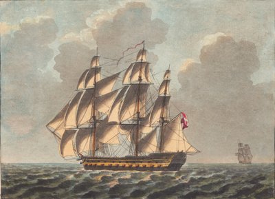 Una nave di linea danese che naviga quasi controvento da Niels Truslew