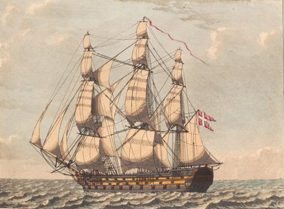 Una nave danese in licenza, vista al riparo, con vento laterale da Niels Truslew
