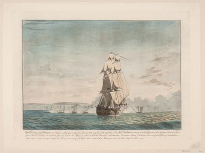 La battaglia tra 6 cannoniere danesi e la nave di linea inglese "Dictator" da Niels Truslew