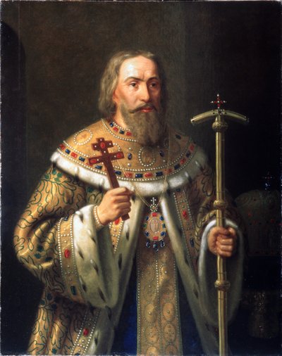 Ritratto del Patriarca Filarete di Mosca Fëdor Nikitič Romanov 1553-1633, metà del XIX sec. da Nikanor Leontievich Tiutriumov