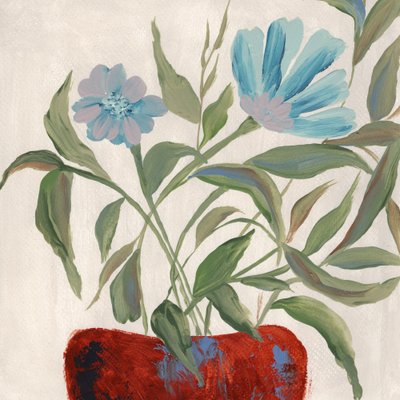 Fiori blu in vaso rosso da Nikita Jariwala