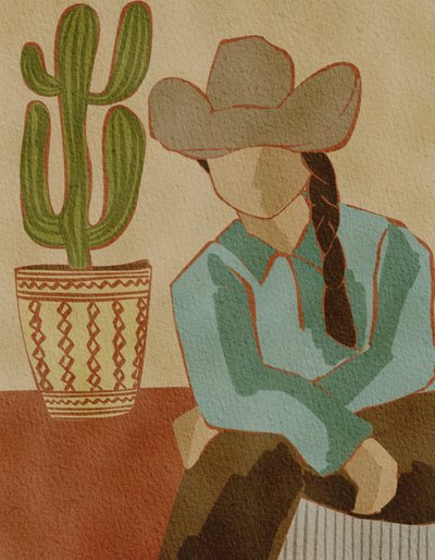 Cowgirl del deserto e cactus da Nikita Jariwala
