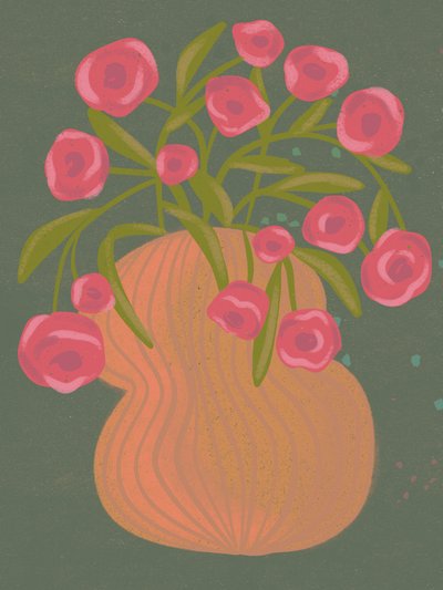 Fiori rosa in un vaso arancione da Nikita Jariwala