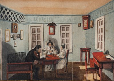 Nikita Muravyov con sua figlia Sofia in esilio nella provincia di Irkutsk, 1837 da Nikita Mikhailovich Muravyov