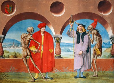 Morte, Avvocato e Dottore dal ciclo della Danza Macabra di Albrecht Kauw da Niklaus Manuel