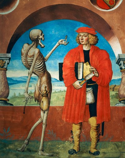 La morte con il giurista (dettaglio da La danza della morte di Albrecht Kauw) da Niklaus Manuel