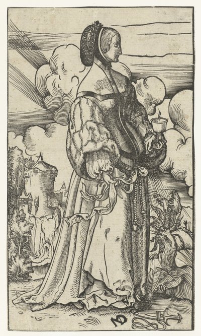 Vergine saggia con lampada a olio accesa nel paesaggio da Niklaus Manuel Deutsch