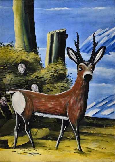 Capriolo e paesaggio da Niko Pirosmani