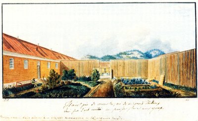 Cortile nella prigione di Pietro, 1832 da Nikolai Alexandrovich Bestuzhev