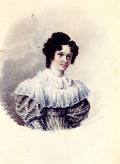 Ritratto di Alexandra Ivanovna Davydova 1802-1895, moglie del Decabrista Vasily Davydov, 1830-1839 da Nikolai Alexandrovich Bestuzhev