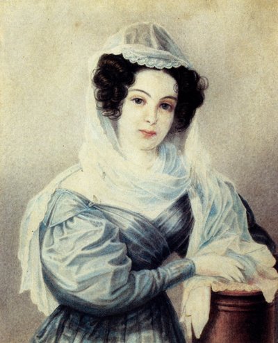 Ritratto di Camilla Ivasheva Le Dantieau, moglie del Decabrista Vasily Ivashev da Nikolai Alexandrovich Bestuzhev