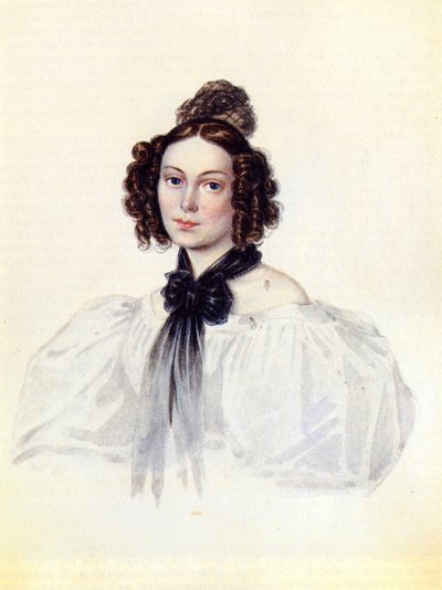 Ritratto di Camilla Ivasheva Le Dantieau, moglie del decabrista Vasily Ivashev da Nikolai Alexandrovich Bestuzhev