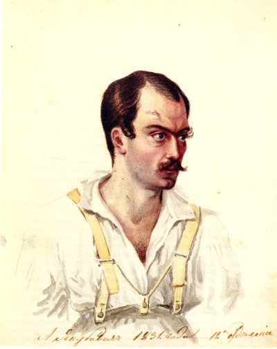 Ritratto del decabrista Alexander Ivanovich Yakubovich, 1792-1845, 1831 da Nikolai Alexandrovich Bestuzhev