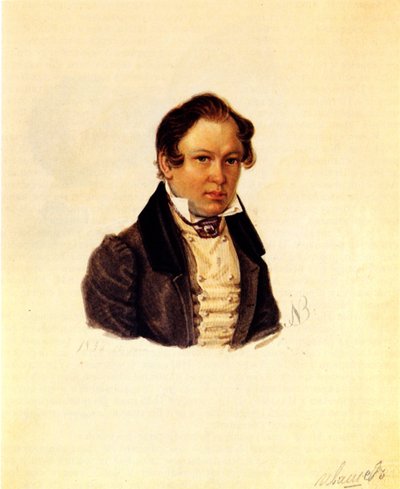 Ritratto del decabrista Vasily Ivashev 1797-1841, 1834 da Nikolai Alexandrovich Bestuzhev