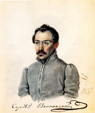 Ritratto del decabrista conte Sergey Volkonsky 1788-1865, 1837 da Nikolai Alexandrovich Bestuzhev