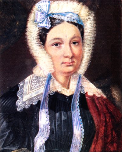 Ritratto di Maria Kazimirovna Yushnevskaya 1790-1863, moglie del Decabrista Alexander Yushnevsky, 1830-1839 da Nikolai Alexandrovich Bestuzhev