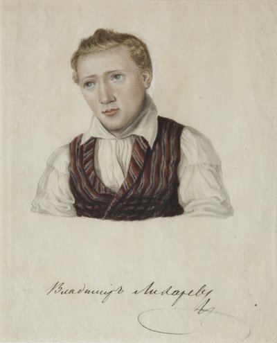 Ritratto del decabrista Vladimir Nikolayevich Likharev 1803-1840, 1828 da Nikolai Alexandrovich Bestuzhev