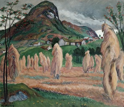 Umidità autunnale e covoni vaganti su un palo da Nikolai Astrup