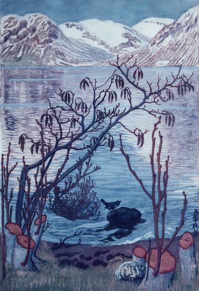 Uccello su pietra da Nikolai Astrup