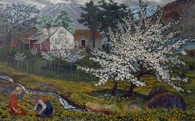 Melo in fiore, Fattoria Strømsbo, c.1912 da Nikolai Astrup