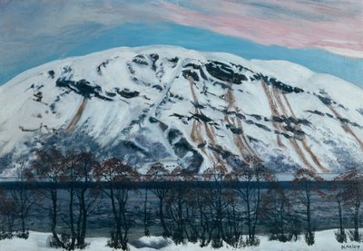 Freddo mattino di aprile con valanga (Montagna di neve) da Nikolai Astrup