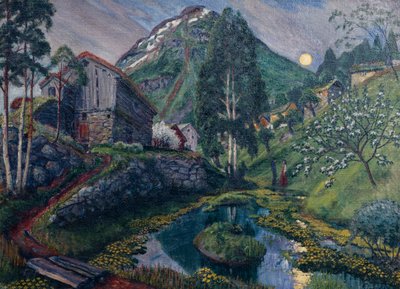 Chiaro di luna nella valle di Dvergs, ca 1915 da Nikolai Astrup
