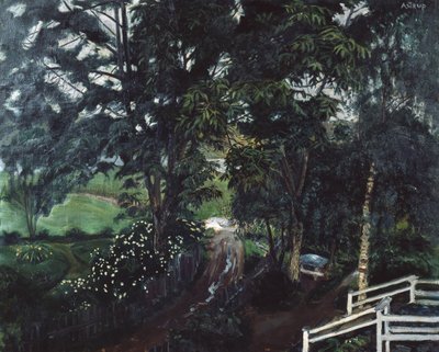 Atmosfera piovosa sotto gli alberi alla canonica di Jolster da Nikolai Astrup