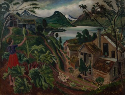 Rabarbaro e giovane ragazza a Sandalstrand da Nikolai Astrup