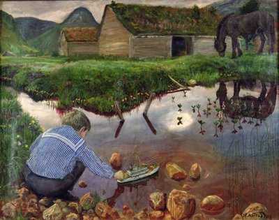 Sera di primavera presso lo stagno del vicariato da Nikolai Astrup