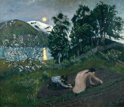 Notte di primavera nel giardino da Nikolai Astrup