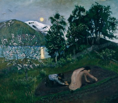 Notte di primavera nel giardino da Nikolai Astrup