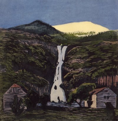 Cascata e ghiacciaio da Nikolai Astrup