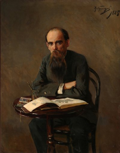 Ritratto del pittore Yefim Yefimovich Volkov 1844-1920, 1885 da Nikolai Dmitrievich Kuznetsov